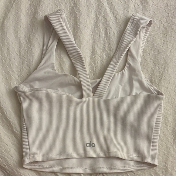 ALO Yoga White Ribbed Bra Top - Picture 2 of 4